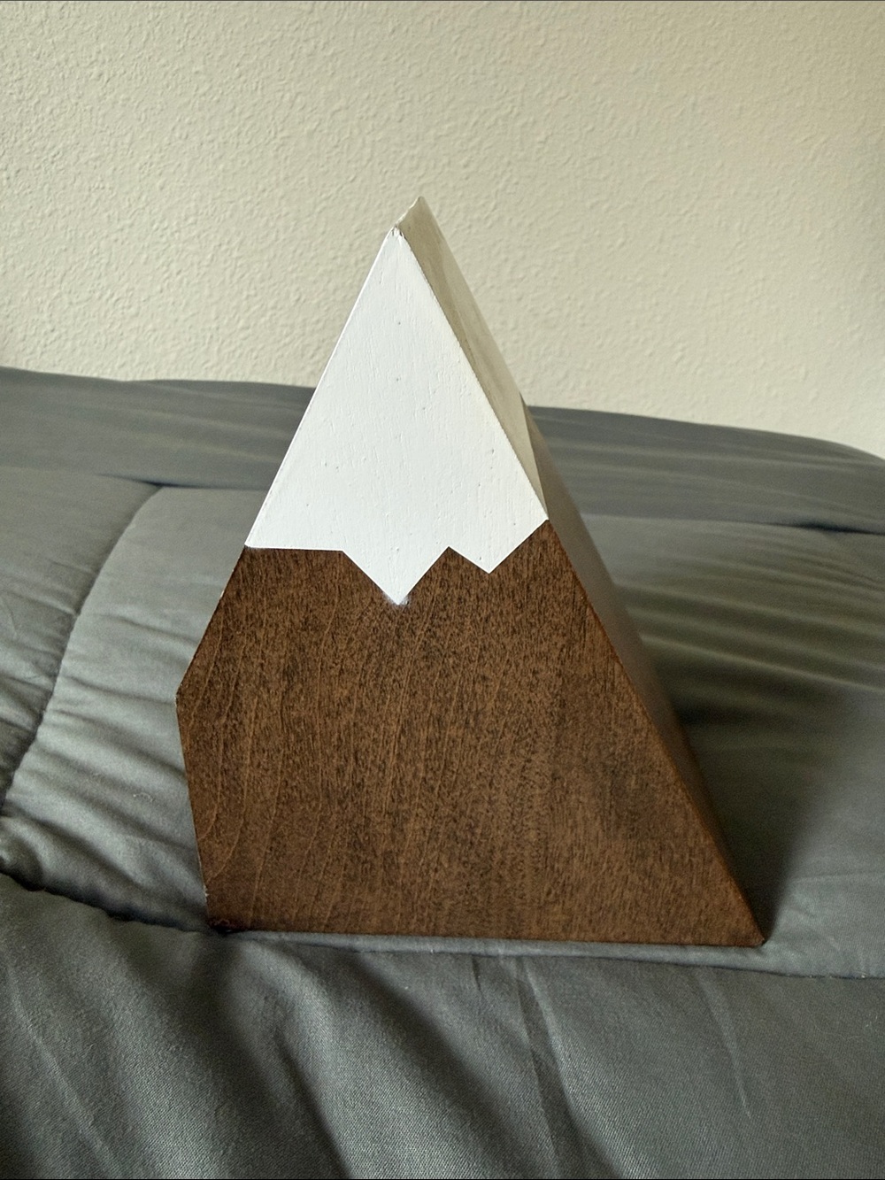 Handcrafted White and Brown Wooden Mountain Decor - Home Art